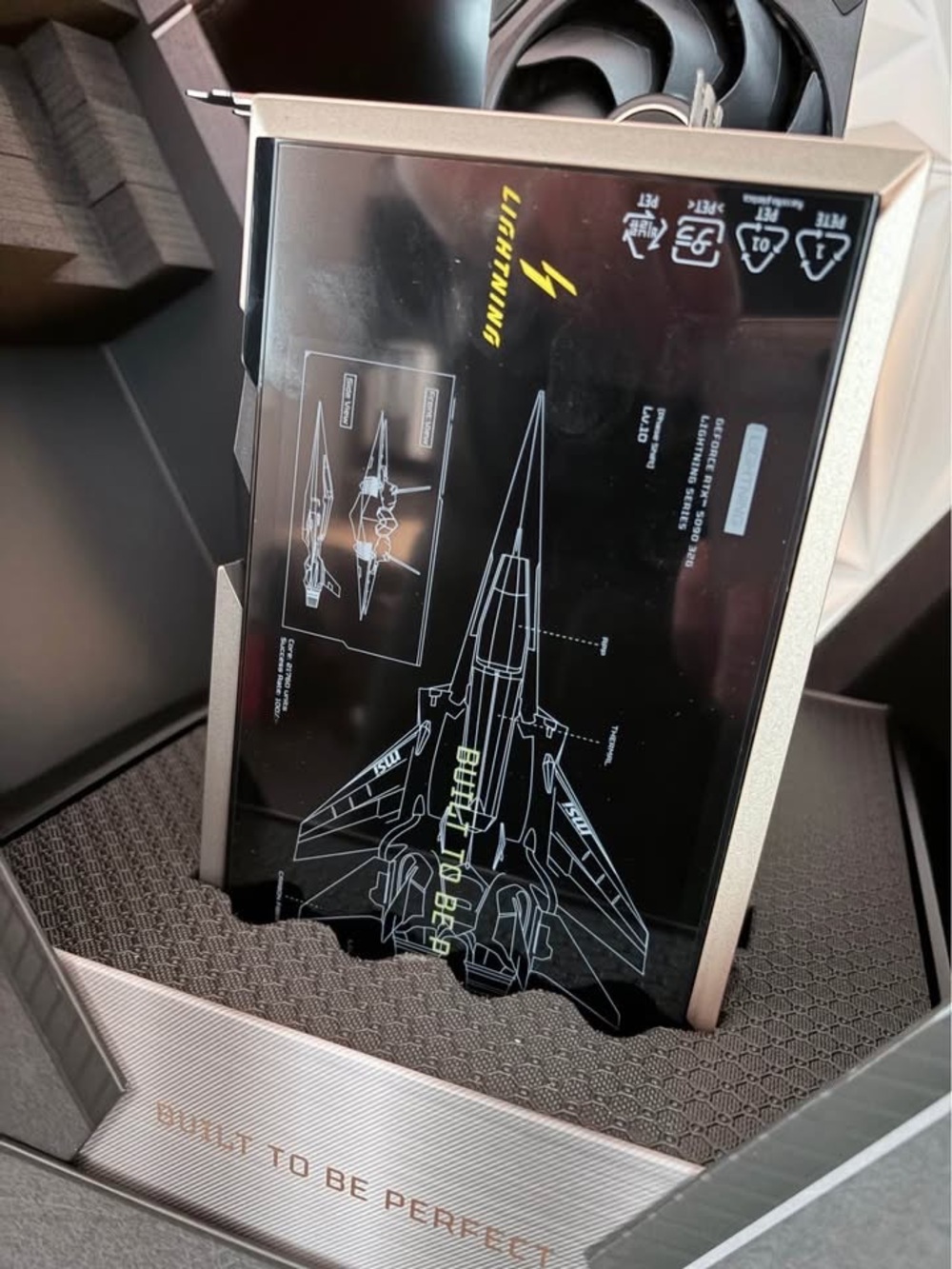 MSI Black and Silver Graphics Card with Yellow Lightning Accent